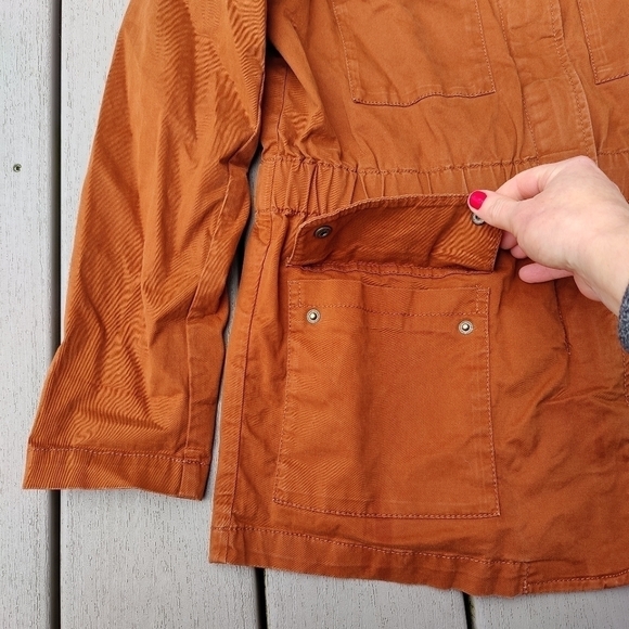 Banana Republic Rust Burnt Orange Military Utility Zip Up Jacket Womens S Small - Picture 5 of 13